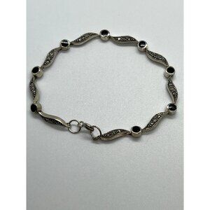 925 STERLING SILVER  AGATE & MARCASITE BRACELET